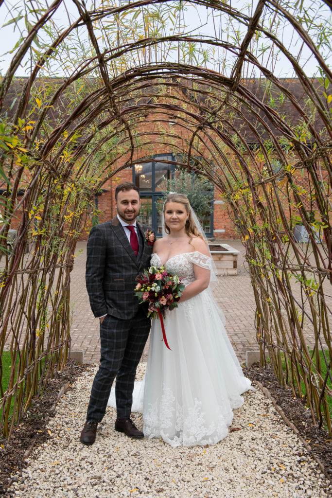 The Meadow Barn, Stratford Park, Warwickshire wedding venue, wedding ceremony, bride and groom, husband and wife